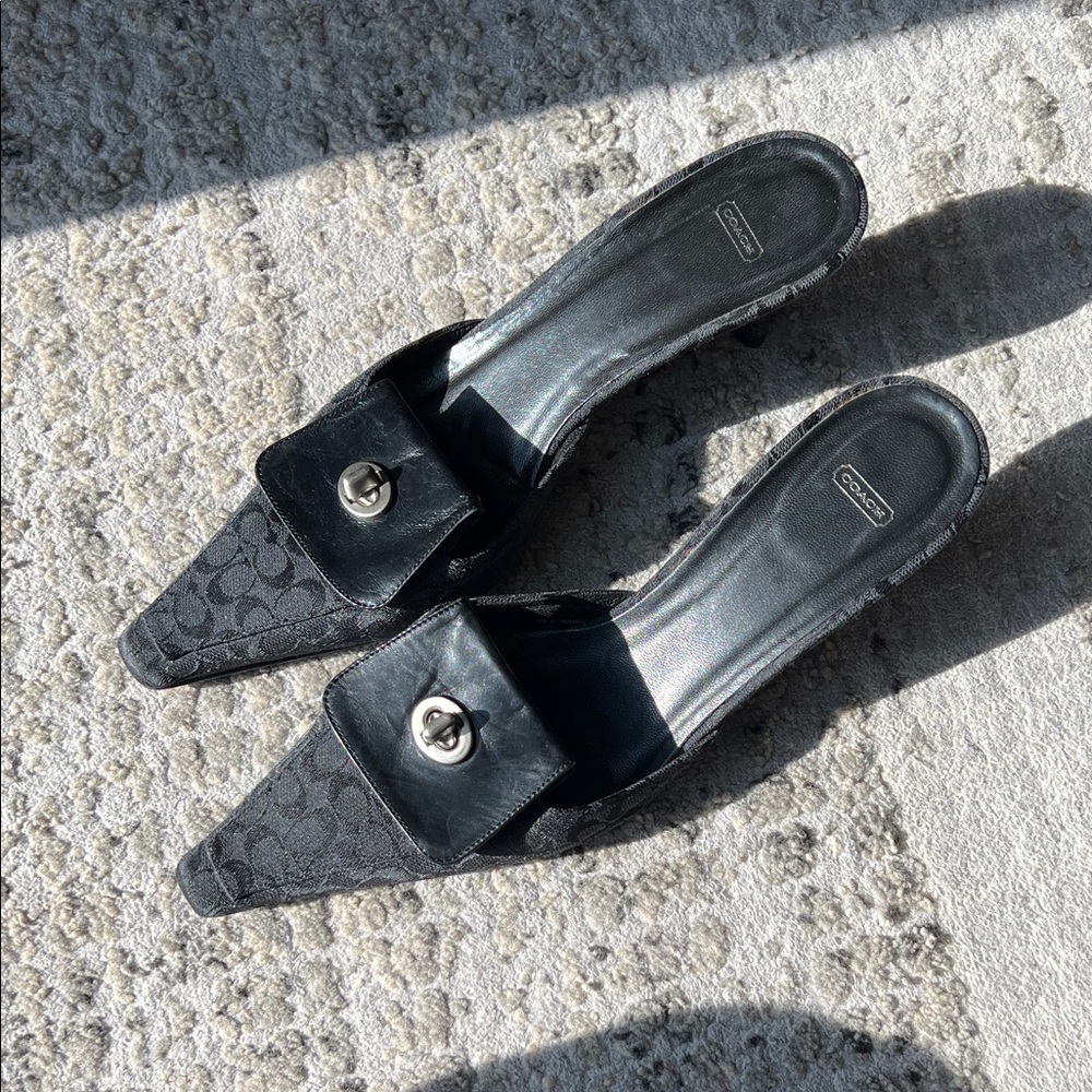 Coach black mules size 8.5